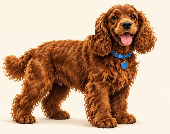 Brownie standing, tongue out